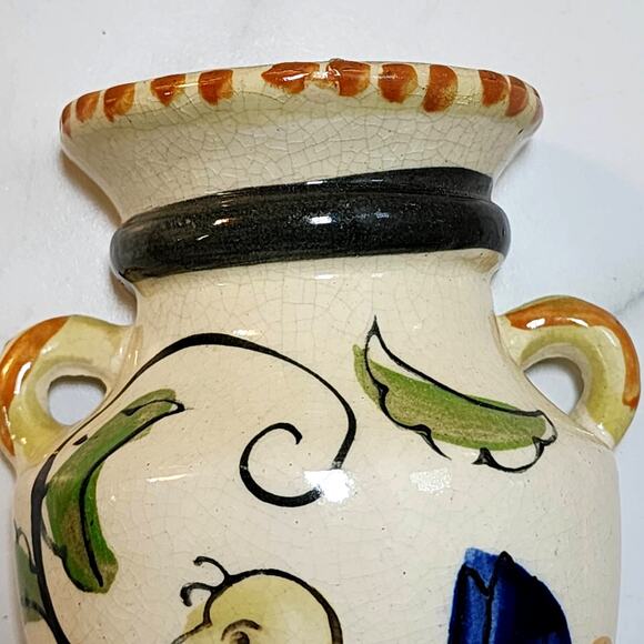 Stunning 1940s Floral Bird Urn Wall Pocket -Hand Painted Japan 7.25” Collectible - Picture 4 of 10